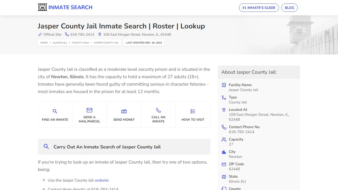 Jasper County Jail Inmate Search | Roster | Lookup